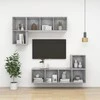 TV staliukas Prie sienos montuojama TV spintelė, pilka, 37x37x142,5cm, MDP