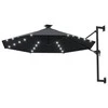 Prie sienos montuojamas sodo skėtis su LED, antracito, 300cm