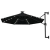 Prie sienos montuojamas sodo skėtis su LED, juodas, 300cm