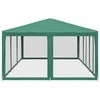 Proginė palapinė su 10 tinklinėmis sienomis, žalia, 6x4m, HDPE