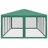 Proginė palapinė su 12 tinklinėmis sienomis, žalia, 8x4m, HDPE
