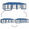 Proginė palapinė su 12 tinklinėmis sienomis, mėlyna, 8x4m, HDPE