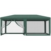 Proginė palapinė su 6 tinklinėmis sienomis, žalia, 6x4m, HDPE