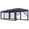 Proginė palapinė su 8 tinklinėmis sienomis, mėlyna, 3x9m, HDPE
