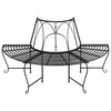 Pusapvaliai suoliukai aplink medį, 2vnt., juodi, 159cm, plienas