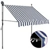 Rankinė ištraukiama markizė su LED, mėlyna ir balta, 100cm