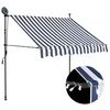 Rankinė ištraukiama markizė su LED, mėlyna ir balta, 150cm