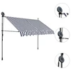 Rankinė ištraukiama markizė su LED, mėlyna ir balta, 300cm