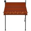 Rankinė ištraukiama markizė su LED, oranžinė ir ruda, 150cm
