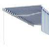 Rankiniu būdu ištraukiama markizė, mėlyna ir balta, 3x2,5m