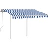 Rankiniu būdu ištraukiama markizė, mėlyna ir balta, 3x2,5m