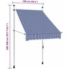 Rankiniu būdu ištraukiama markizė, mėlyni/balti dryžiai, 100cm
