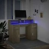 Rašomasis stalas su LED apšvietimu, ąžuolo, 97x45x90cm, mediena
