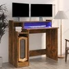 Rašomasis stalas su LED, dūminio ąžuolo, 97x45x90cm, mediena