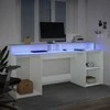 Rašomasis stalas su LED apšvietimu, baltas, 200x55x91cm