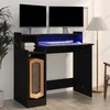 Rašomasis stalas su LED apšvietimu, juodas, 97x45x90cm, mediena