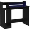 Rašomasis stalas su LED apšvietimu, juodas, 97x45x90cm, mediena