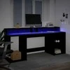 Rašomasis stalas su LED apšvietimu, juodas, 200x55x91cm