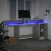 Rašomasis stalas su LED, betono pilkas, 200x55x91cm, mediena