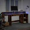 Rašomasis stalas su LED, dūminio ąžuolo, 200x55x91cm, mediena