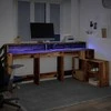 Rašomasis stalas su LED, pilkas ąžuolo, 200x104x91cm, mediena