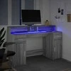 Rašomasis stalas su LED, pilkas ąžuolo, 140x55x91cm, mediena