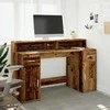Rašomasis stalas su LED, pilkas ąžuolo, 140x55x91cm, mediena