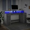 Rašomasis stalas su LED, pilkas ąžuolo, 160x55x91cm, mediena