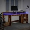 Rašomasis stalas su LED, pilkas ąžuolo, 200x55x91cm, mediena