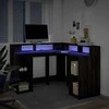 Rašomasis stalas su LED, rudas ąžuolo, 130x130x91cm, mediena