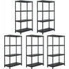 Sandėliavimo lentynos, 5vnt., juodos, 60x30x138cm, plastikas