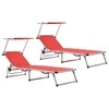 Sofa Saulės gultai, 2vnt., raudoni, aliuminis ir tekstilenas