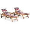 Saulės gultai su staliuku ir čiužinukais, 2vnt., tikmedis