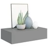Sieninė lentyna su stalčiumi, pilka, 40x23,5x10cm, MDF
