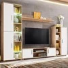 TV staliukas Sieninė TV sekcija su LED švies., Sonoma ąžuolo mediena, balta