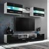 TV staliukas Sieninė TV sekcija su LED šviesomis, 5 d., blizgi, juoda