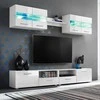 TV staliukas Sieninė TV sekcija su LED šviesomis, 5d., blizgi balta