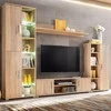 TV staliukas Sieninė TV sekcija su LED šviesomis, Sonoma ąžuolo mediena