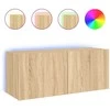 TV staliukas Sieninė TV spintelė su LED lemputėmis, ąžuolo, 100x35x41cm
