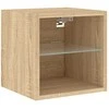 TV staliukas Sieninė TV spintelė su LED lemputėmis, ąžuolo, 30x28,5x30cm