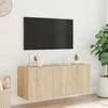 TV staliukas Sieninė TV spintelė su LED lemputėmis, ąžuolo, 100x35x41cm
