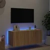 TV staliukas Sieninė TV spintelė su LED lemputėmis, ąžuolo, 100x35x41cm