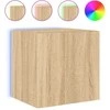 TV staliukas Sieninė TV spintelė su LED lemputėmis, ąžuolo, 40,5x35x40cm