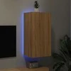 TV staliukas Sieninė TV spintelė su LED lemputėmis, ąžuolo, 40,5x35x80cm
