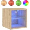 TV staliukas Sieninė TV spintelė su LED lemputėmis, ąžuolo, 30x28,5x30cm