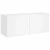 TV staliukas Sieninė TV spintelė su LED lemputėmis, balta, 100x35x41cm