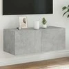 TV staliukas Sieninė TV spintelė su LED lemputėmis, betono pilka, 80x35x31cm