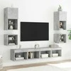 TV staliukas Sieninė TV spintelė su LED lemputėmis, betono, 30x28,5x30cm