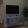 TV staliukas Sieninė TV spintelė su LED lemputėmis, betono pilka, 80x35x31cm