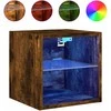 TV staliukas Sieninė TV spintelė su LED lemputėmis, dūminė, 30x28,5x30cm